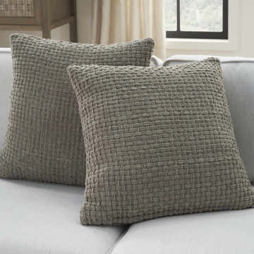 Mina Victory Lifestyle Woven Chenille Set of 2 Grey Indoor Throw Pillow
