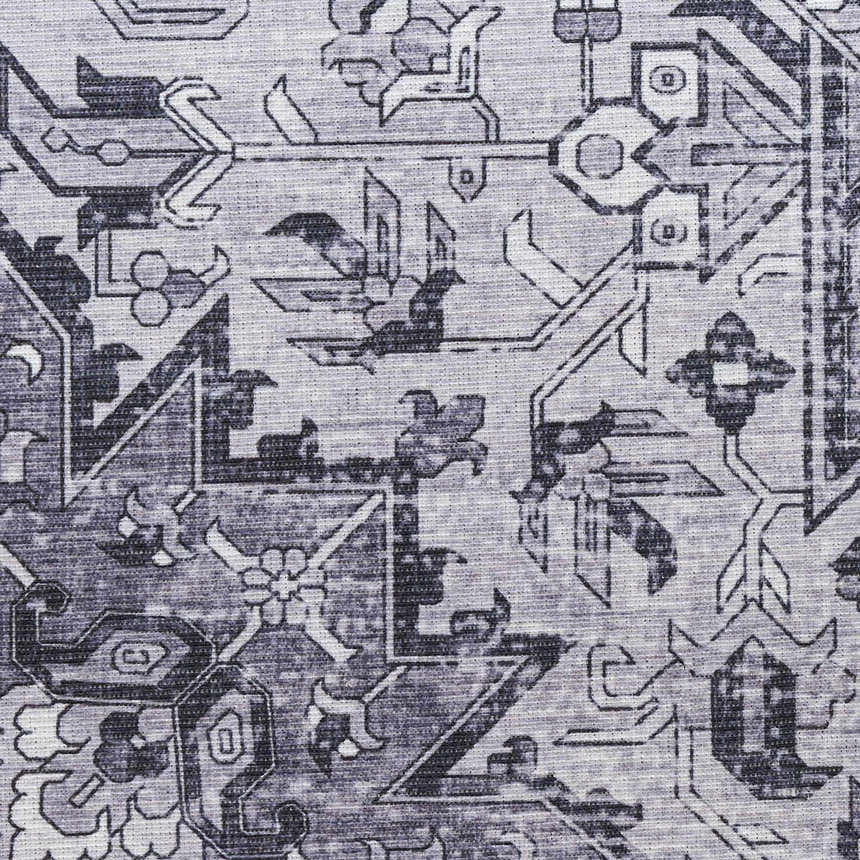 Close-up of the Nourison Charcoal Grey Vintage Washable Area Rug, showing taupe colors and a machine-made vintage pattern.