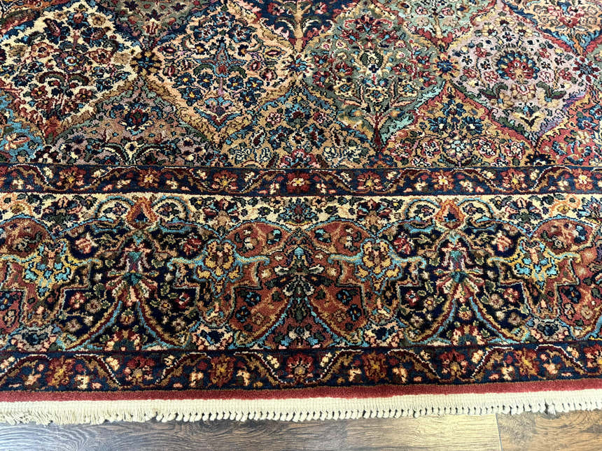 Karastan Rug Multicolor Panel Kirman #717, 8.8 x 12 Karastan Carpet, Vintage Multipanel Kirman, Original 700 Series, Wool, Vintage