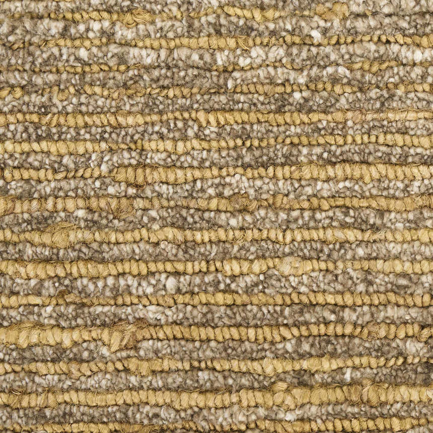 Close-up of the Calvin Klein Mesa Fossil rug showing its textured, horizontal stripe design in fossil tones.
