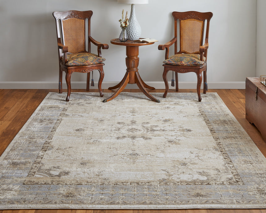 Feizy Celene Traditional Bordered - Tan/Brown/Gray Area Rug