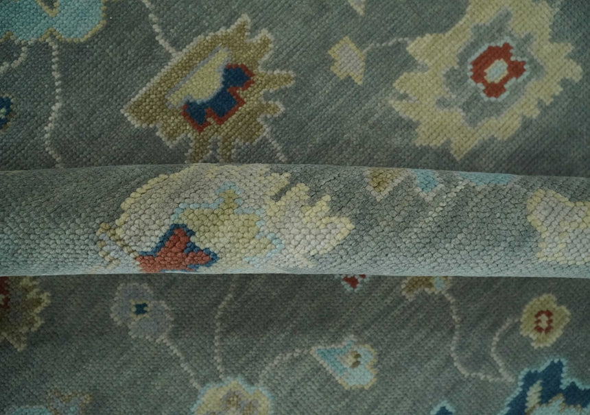 Hand knotted Gray and Beige Traditional Oushak Wool Area Rug