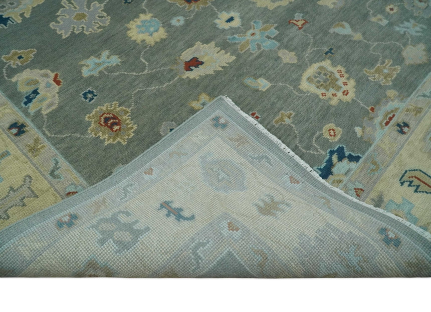 Hand knotted Gray and Beige Traditional Oushak Wool Area Rug