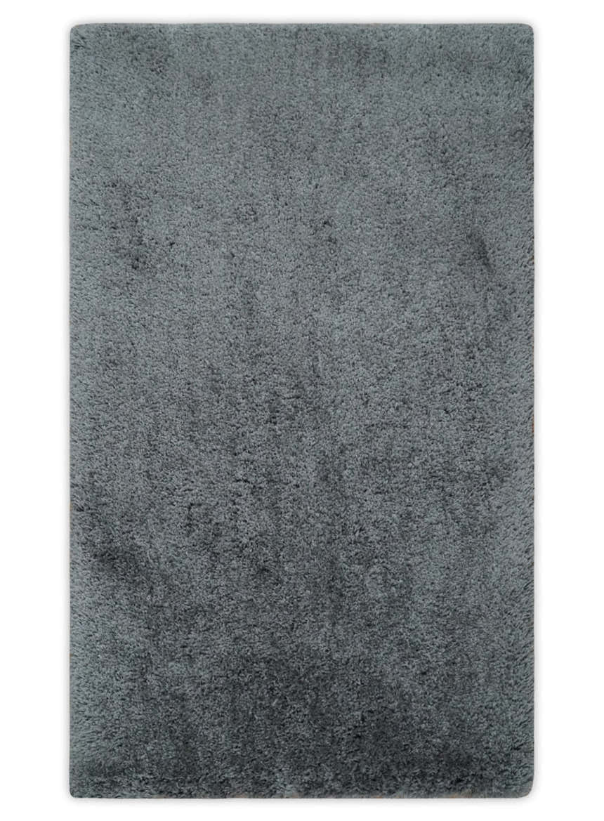 Ready To Ship Hand Woven High Pile Shag Charcoal Soft Viscose Rug