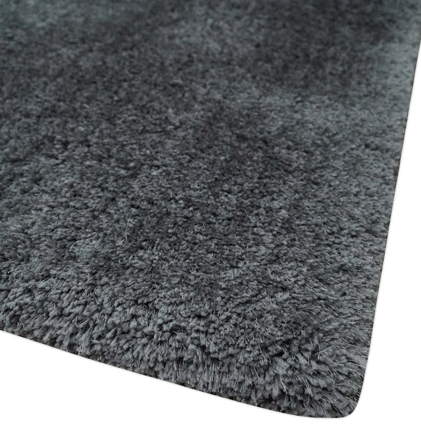 Ready To Ship Hand Woven High Pile Shag Charcoal Soft Viscose Rug