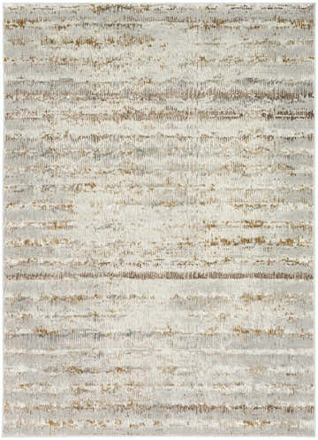 Close-up of Calvin Klein CK073 Compass Ivory Rust Rug. Modern design with chestnut, ivory, and gray textured pattern.