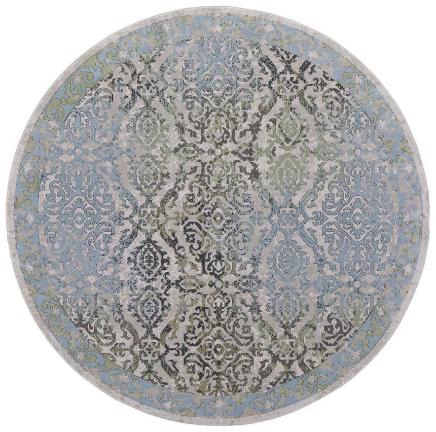 Feizy Katari Transitional Floral & Botanical - Blue/Green/Gray Area Rug - Clearance