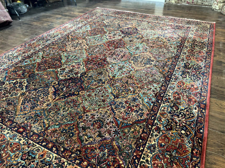 Karastan Rug Multicolor Panel Kirman #717, 8.8 x 12 Karastan Carpet, Vintage Multipanel Kirman, Original 700 Series, Wool, Vintage