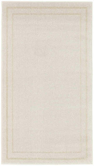 Close-up of the Nourison Essentials Ivory Gold Contemporary Area Rug, featuring a minimalist border design.