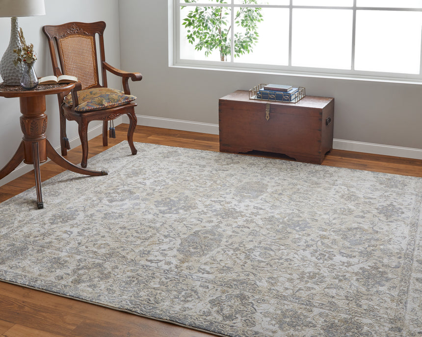 Feizy Celene Traditional Bordered - Ivory/Tan/Gray Area Rug