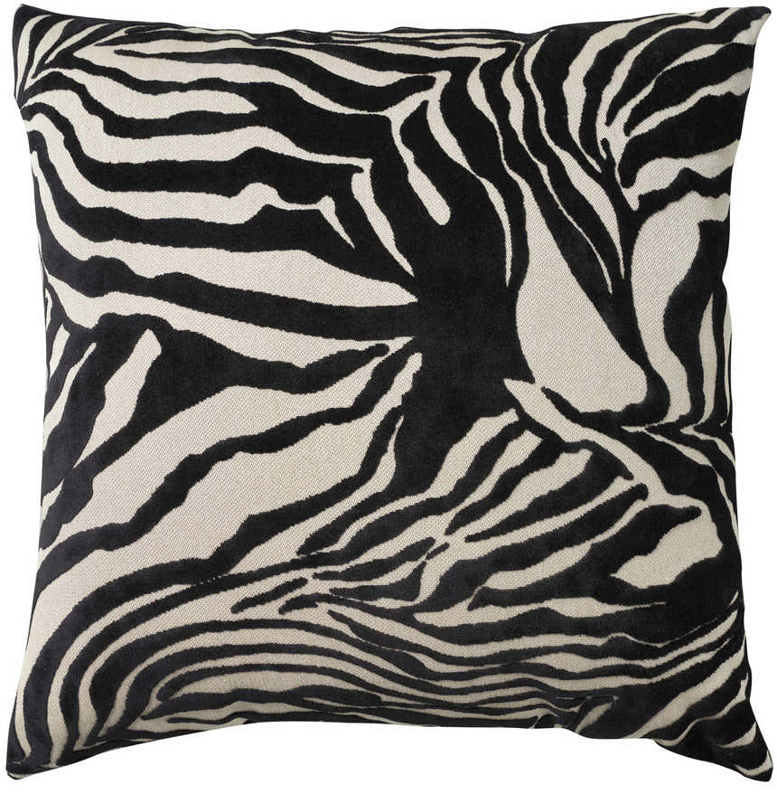 Mina Victory Sofia Jaquard Zebra Velvet Black Indoor Throw Pillow