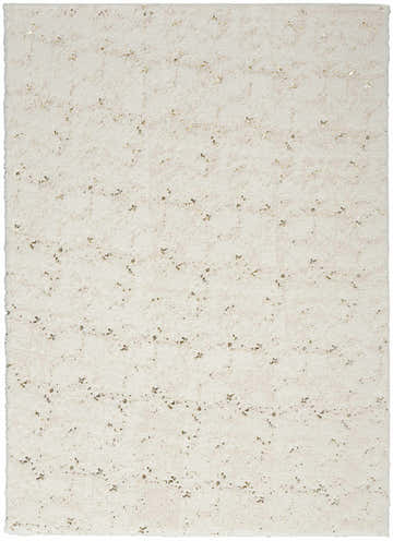 Close-up of the Nourison Cozy Shimmer Ivory Gold rug. Contemporary style with subtle gold shimmer detail and soft texture.