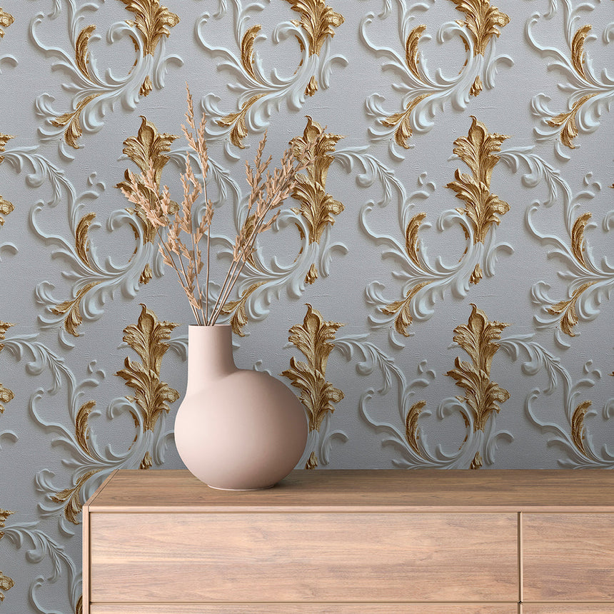 Regal Gilded Acanthus Wallpaper