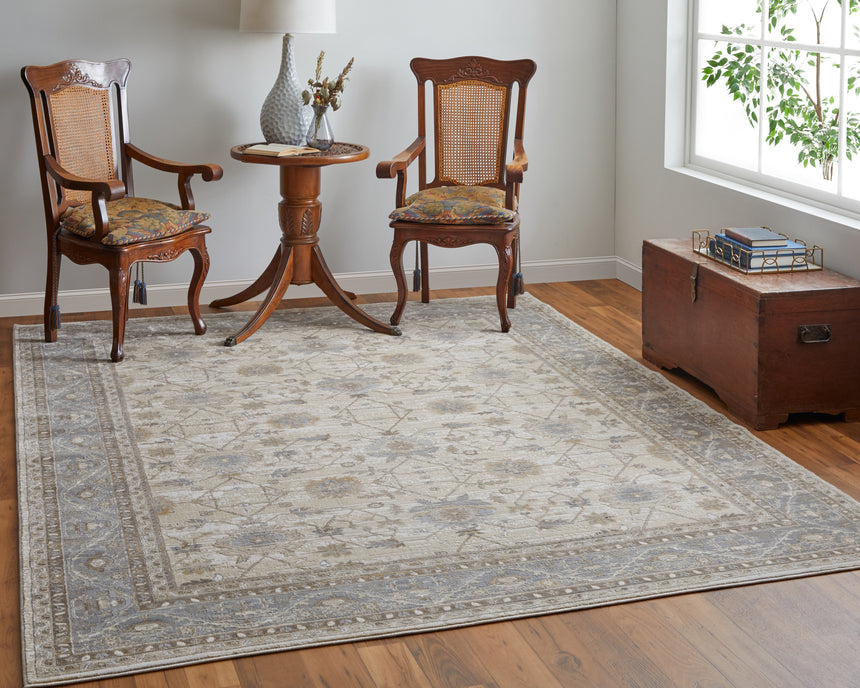 Feizy Celene Traditional Bordered - Tan/Ivory/Gray Area Rug