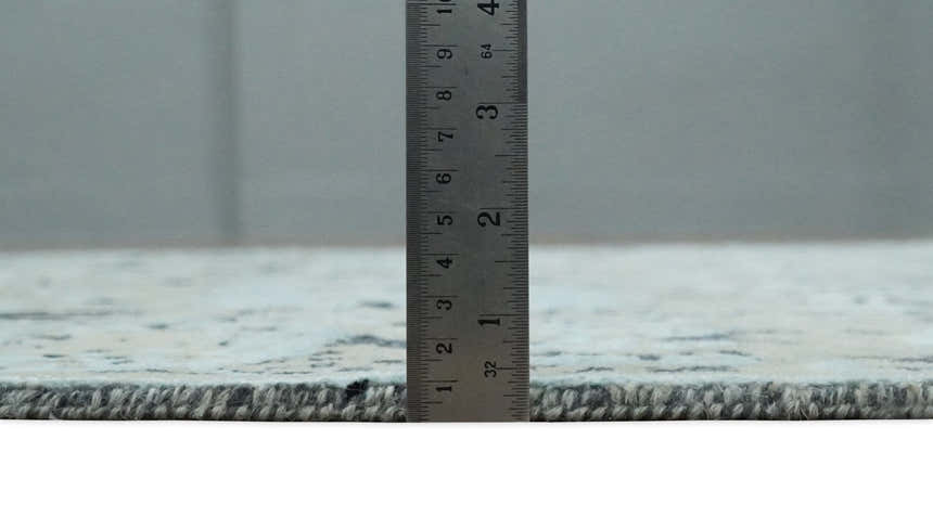 4x6 Fine Hand Knotted Aqua, Beige and Black Traditional Vintage Persian Style Antique Wool and Bamboo Silk Rug | AGR10