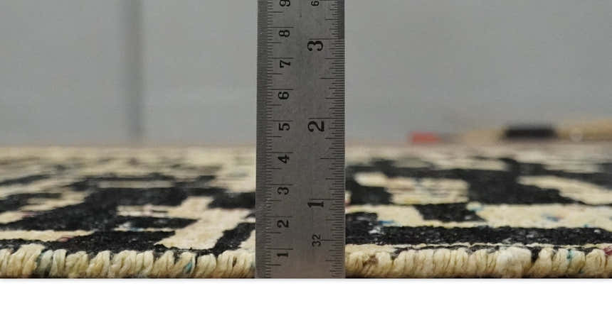 4x6 Hand Knotted Beige and Black Modern Abstract Contemporary Recycled Silk Area Rug | OP54