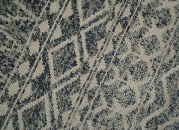 4x6 Hand Knotted Ivory, Black and Gray Modern Contemporary Southwestern Tribal Trellis Recycled Silk Area Rug | OP56