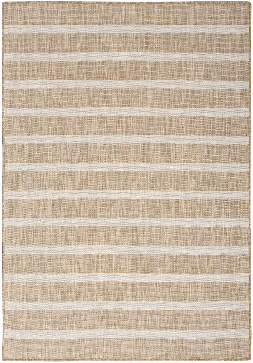 Close-up of the Nourison Positano Beige Ivory Area Rug with a modern striped pattern.