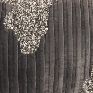 Mina Victory Sofia Beaded Pleated Velve Charcoal Pewter Indoor Throw Pillow - Clearance