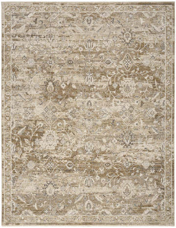 Close-up of the Nourison Retreat Beige Vintage Indoor Area Rug, featuring a detailed floral pattern and soft beige tones.