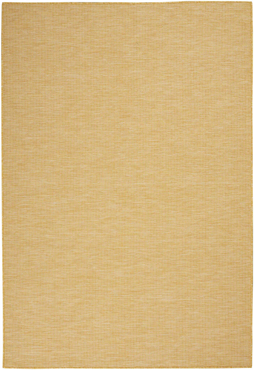 Close-up of the Nourison Positano Yellow Modern Area Rug with a subtle grid pattern and textured weave.