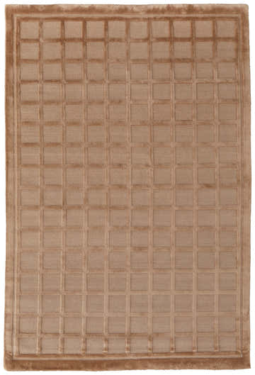 Close-up of the Feizy Channels Modern Geometric Tan Area Rug, featuring a raised square grid pattern. Design-Rectangle