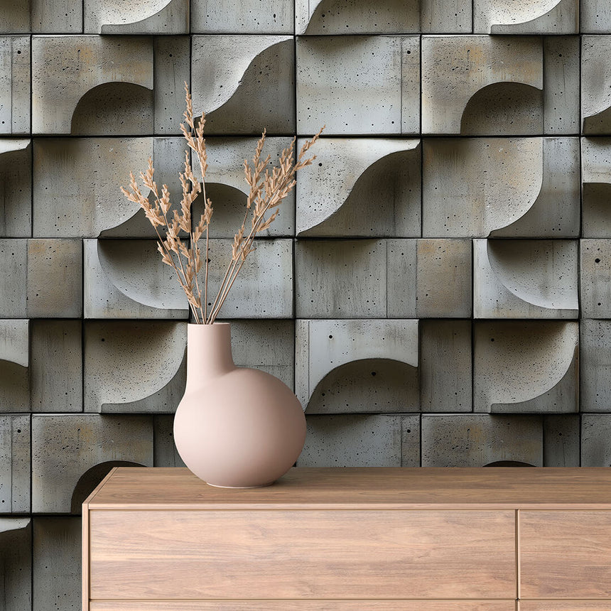 Brutalist Flow Concrete Wallpaper