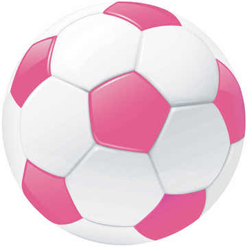 Close-up of a Nourison Imagination Pink Kids Indoor Washable Area Rug with a soccer ball pattern.