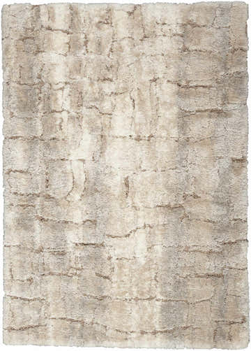 Close-up of the plush Nourison Dreamy Shag Ivory Beige rug, featuring a textured shag design with chestnut accents.