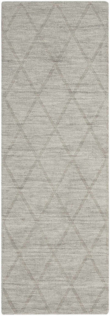 Close-up of the Nourison Wool Haven Grey rug, showing the diamond pattern and textured pile.