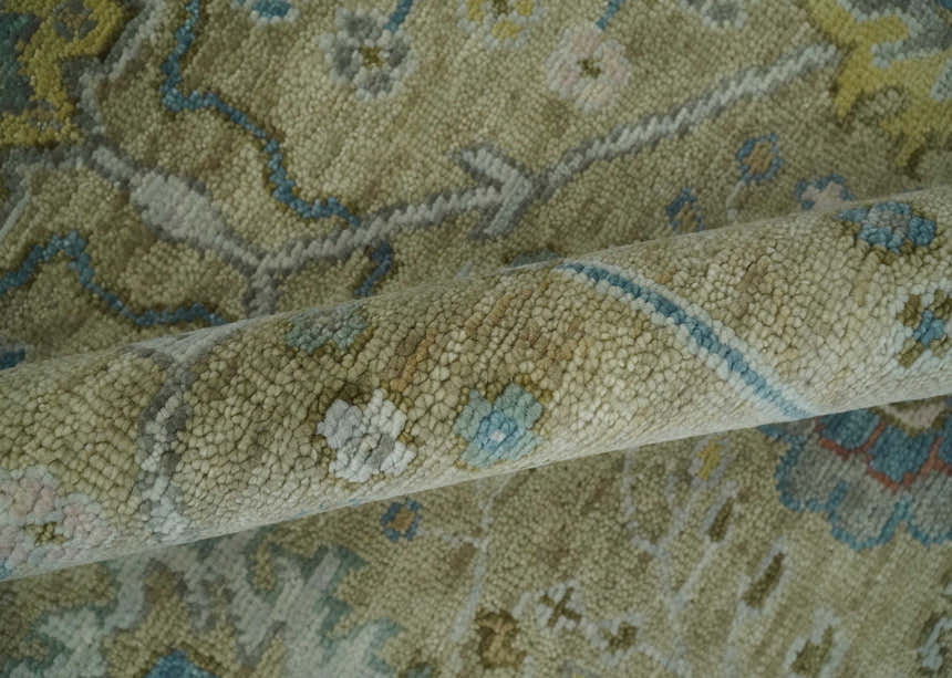 Hand Knotted Beige, Ivory and Gray Traditional Oushak Custom Made Wool Area Rug