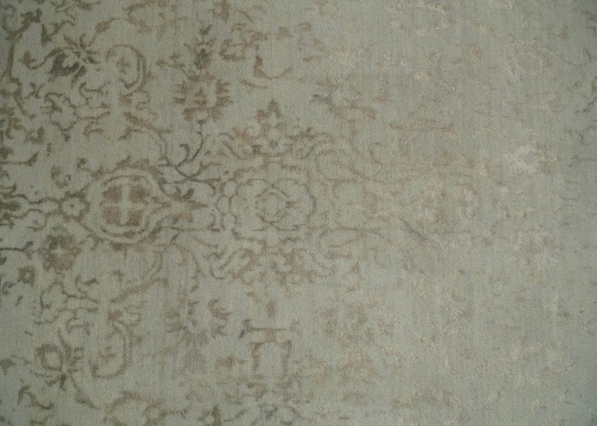 5x7 Fine Hand Knotted Beige and Brown Traditional Vintage Persian Style Antique Wool and Silk Rug | AGR50