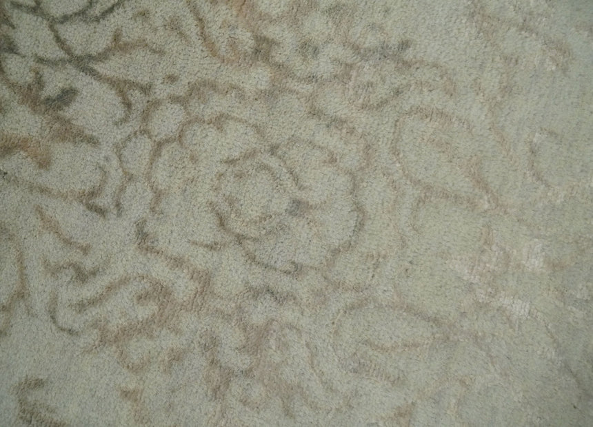 5x7 Fine Hand Knotted Beige and Brown Traditional Vintage Persian Style Antique Wool and Silk Rug | AGR50