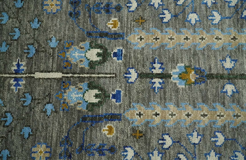 Hand Knotted Charcoal and Ivory Traditional Vintage Style Custom Made Wool Area Rug