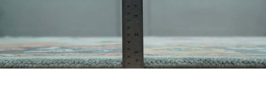 Custom Made Blue and Gray Hand Knotted Traditional Oushak Wool Area Rug