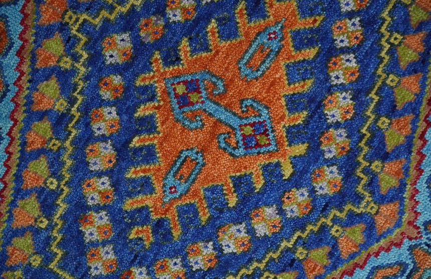 Hand Knotted Rust, Blue and Olive Traditional Multi Size Antique Wool Area Rug