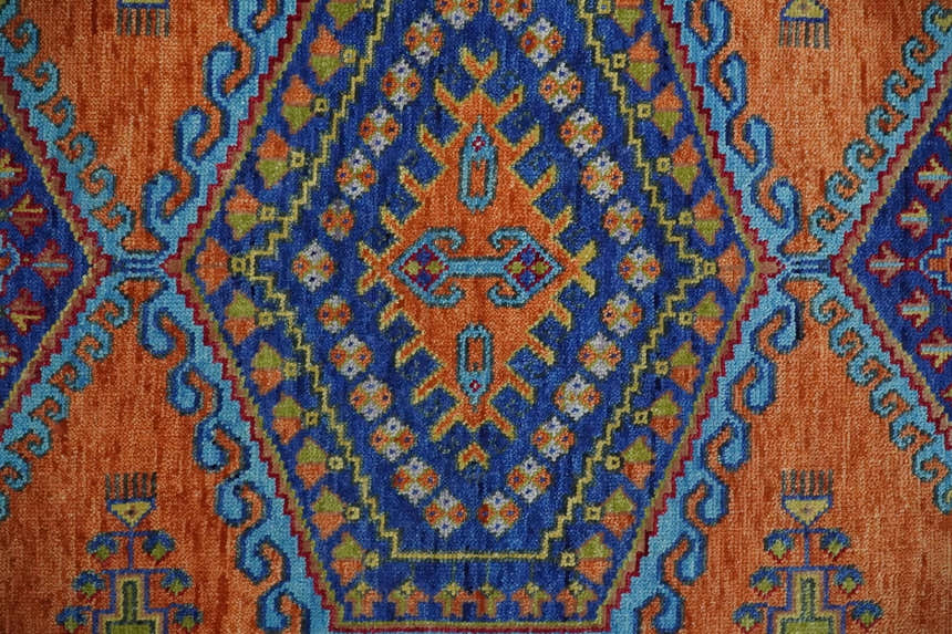 Hand Knotted Rust, Blue and Olive Traditional Multi Size Antique Wool Area Rug