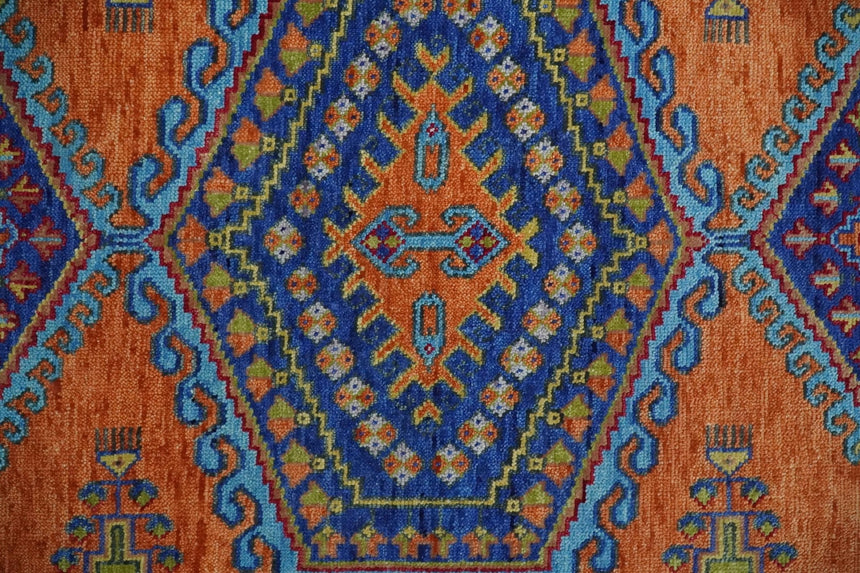 Hand Knotted Rust, Blue and Olive Traditional Multi Size Antique Wool Area Rug