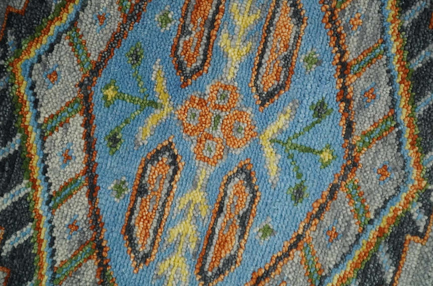 Silver and Rust Oriental Hand Knotted Traditional Living Room Custom made wool Area Rug