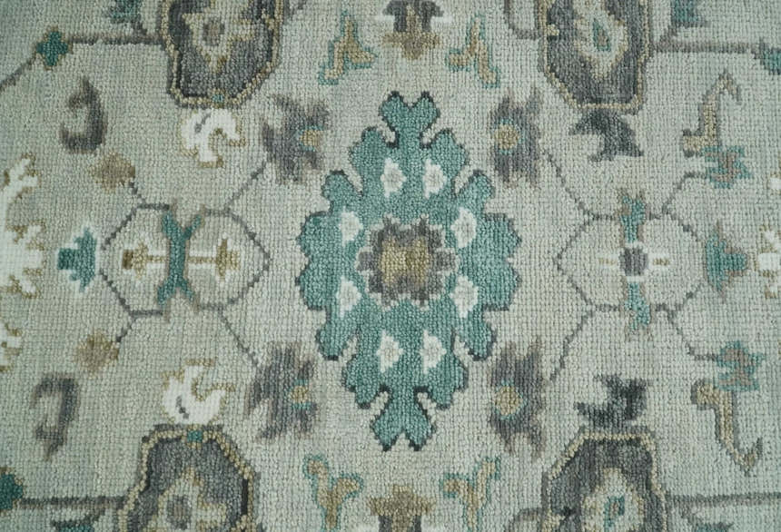 Gray and Ivory Traditional Oriental Oushak Hand Knotted wool Area Rug
