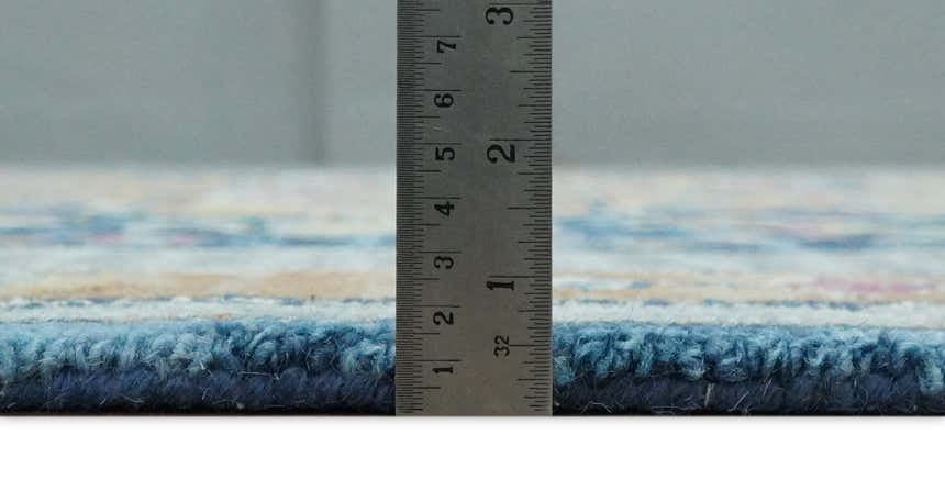 Kids, Nursery and Living Room Rug Hand Tufted Blue and Pink Wool Textured Loop Multi Size Area Rug