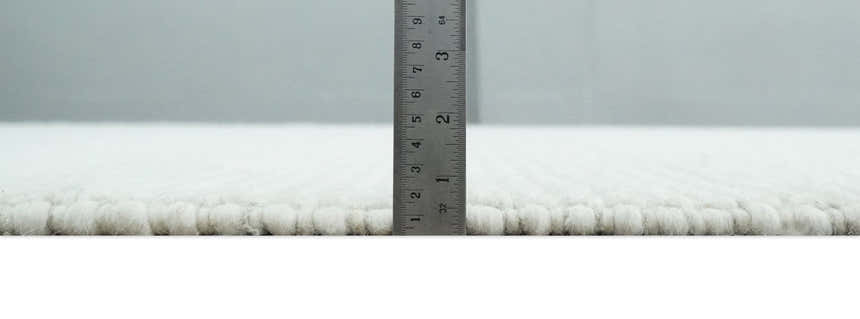 Contemporary Solid Design Ivory Handwoven Wool Area Rug