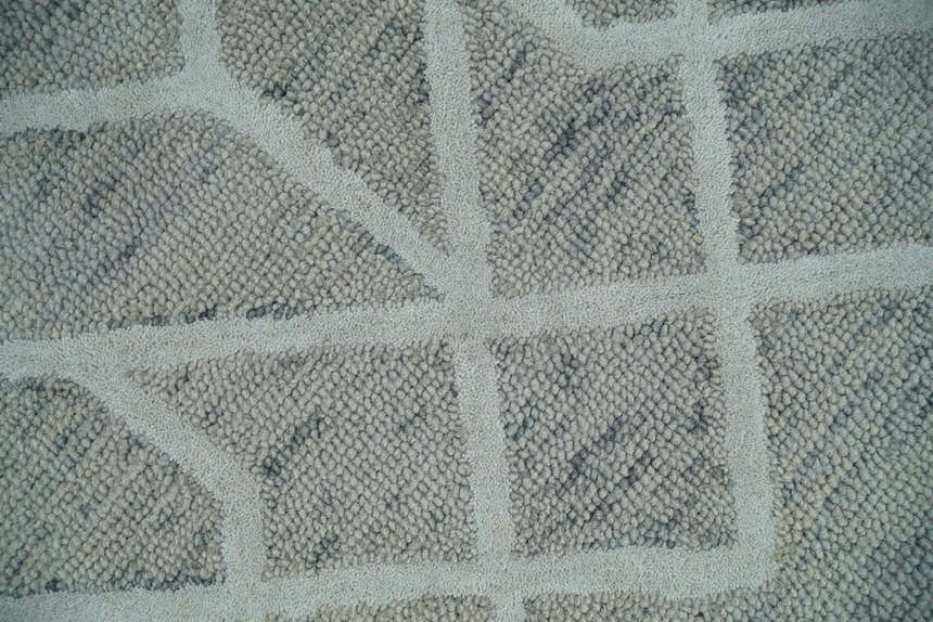Modern Geometrical Design Hand Tufted Wool Area Rug