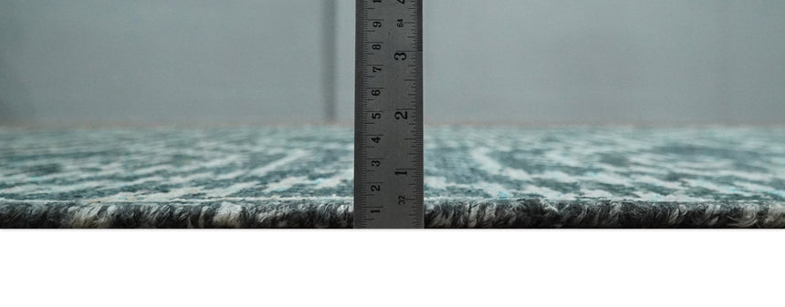 5x8 Hand Knotted Dark Gray and Ivory Modern Contemporary Southwestern Tribal Trellis Recycled Silk Area Rug | OP115