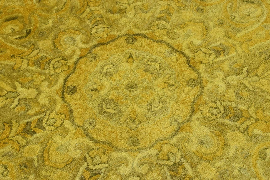 Gold Traditional Floral Design Hand Tufted Overdyed Wool Area Rug