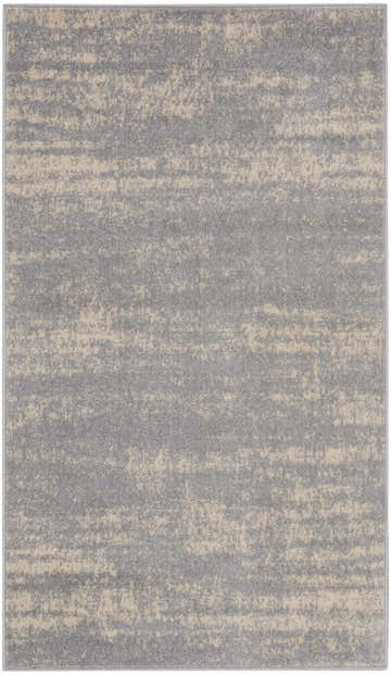 Close-up of the Nourison Essentials Grey Beige Modern Area Rug featuring a subtle horizontal pattern and soft texture.