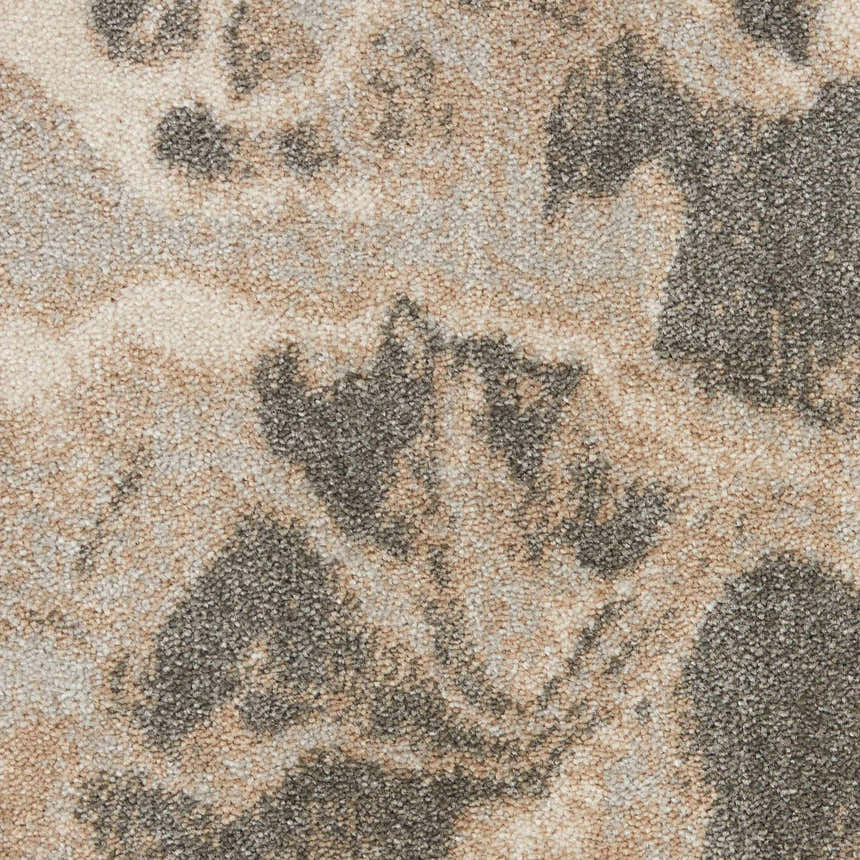 Close-up of the Elegance Grey Modern Indoor Area Rug. Neutral tones with abstract gray pattern and soft polyester texture.