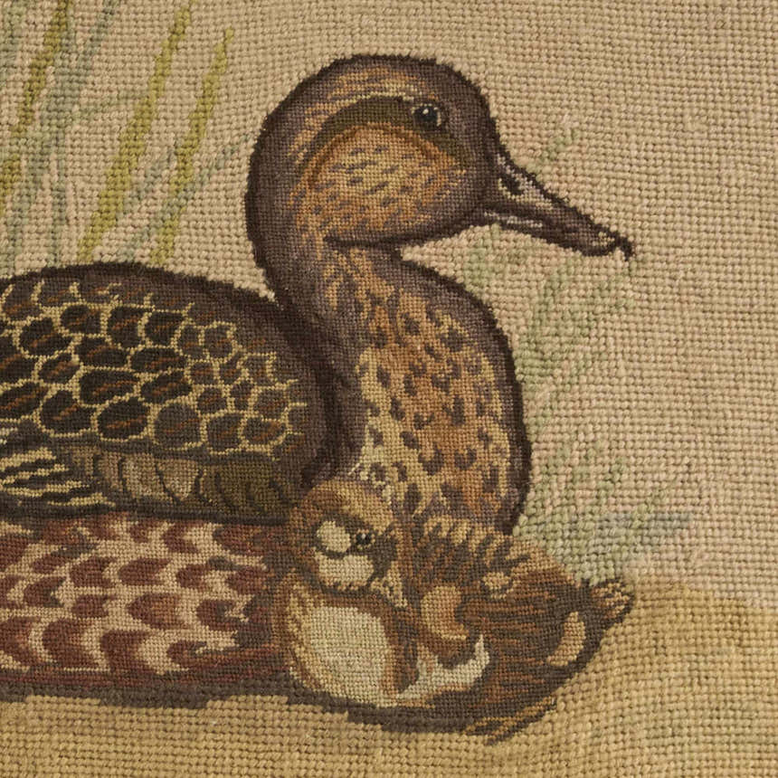 Mina Victory Vintage Pillow Ducks Beige Indoor Throw Pillow
