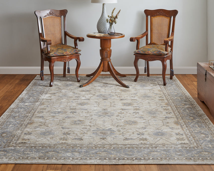 Feizy Celene Traditional Bordered - Tan/Ivory/Gray Area Rug