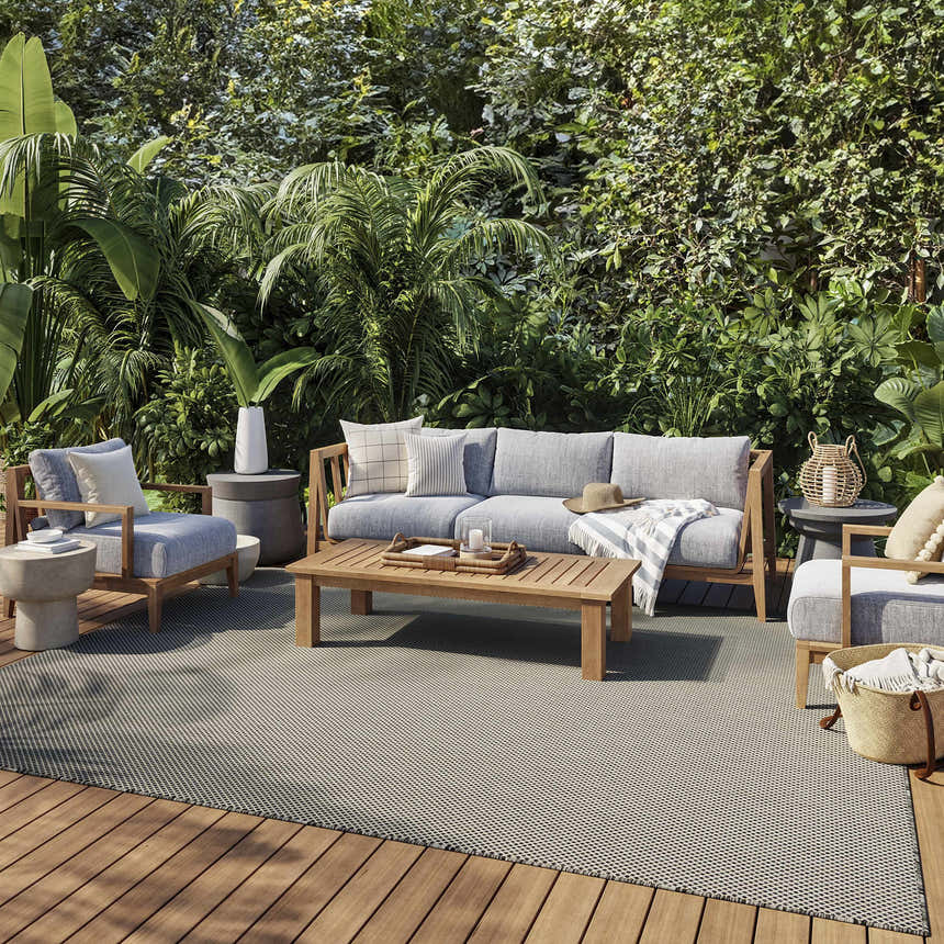 Nourison Courtyard Ivory Charcoal Modern Area Rug